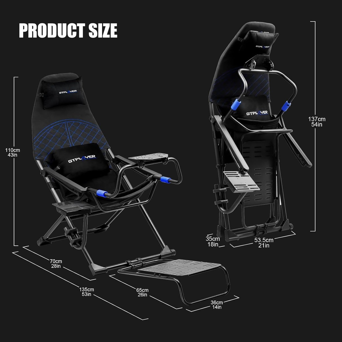 GTPLAYER Sim Racing Cockpit Foldable & Adjustable for High Performance-GTS06